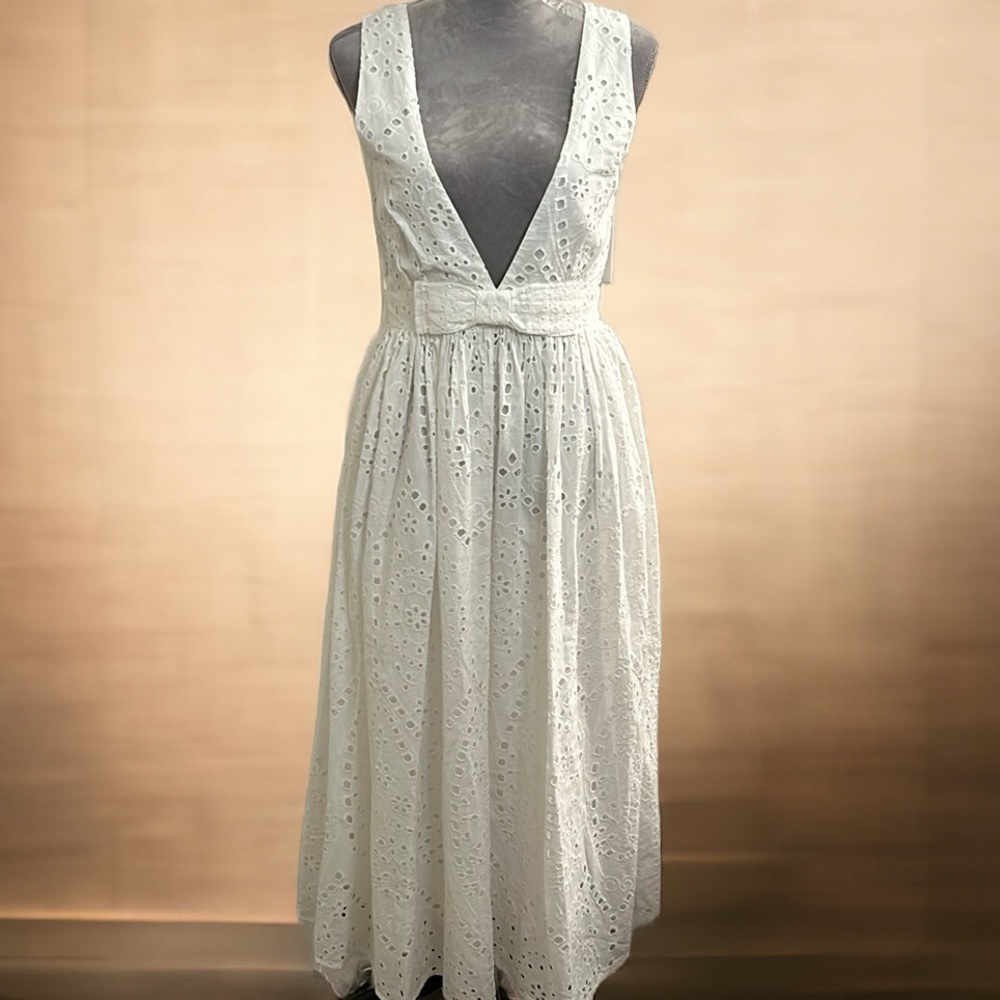 Elegant White Eyelet Maxi Dress